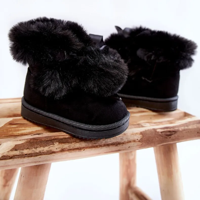 Children's Youth Warm Snow Boots Black Roofy