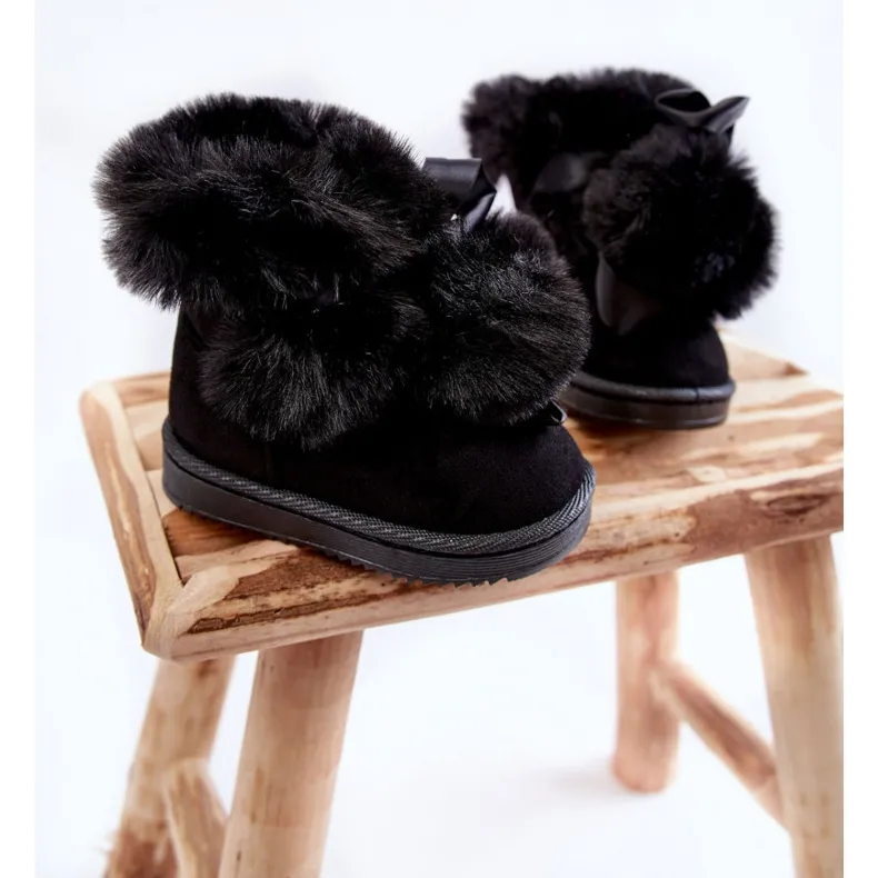 Children's Youth Warm Snow Boots Black Roofy