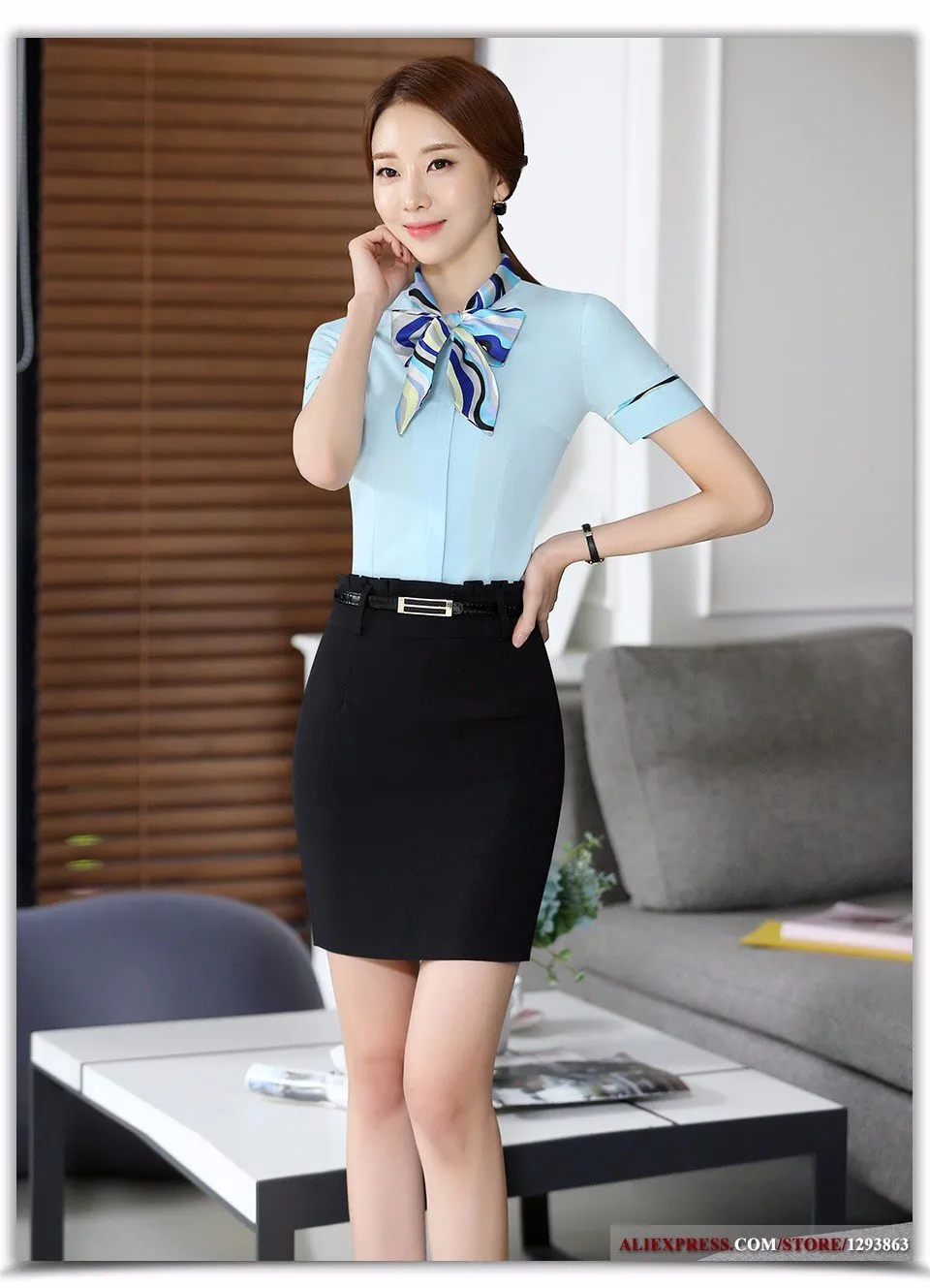 Chinese Spring Fashion Female Office Short Sleeve Ruffle Bowtie Blouse