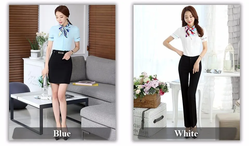 Chinese Spring Fashion Female Office Short Sleeve Ruffle Bowtie Blouse