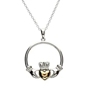 Classic Claddagh Pendant with Gold Heart