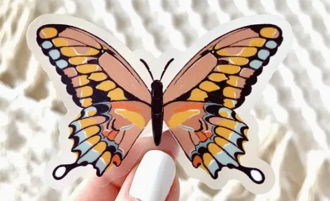 Clear Pink Swallowtail Butterfly Sticker