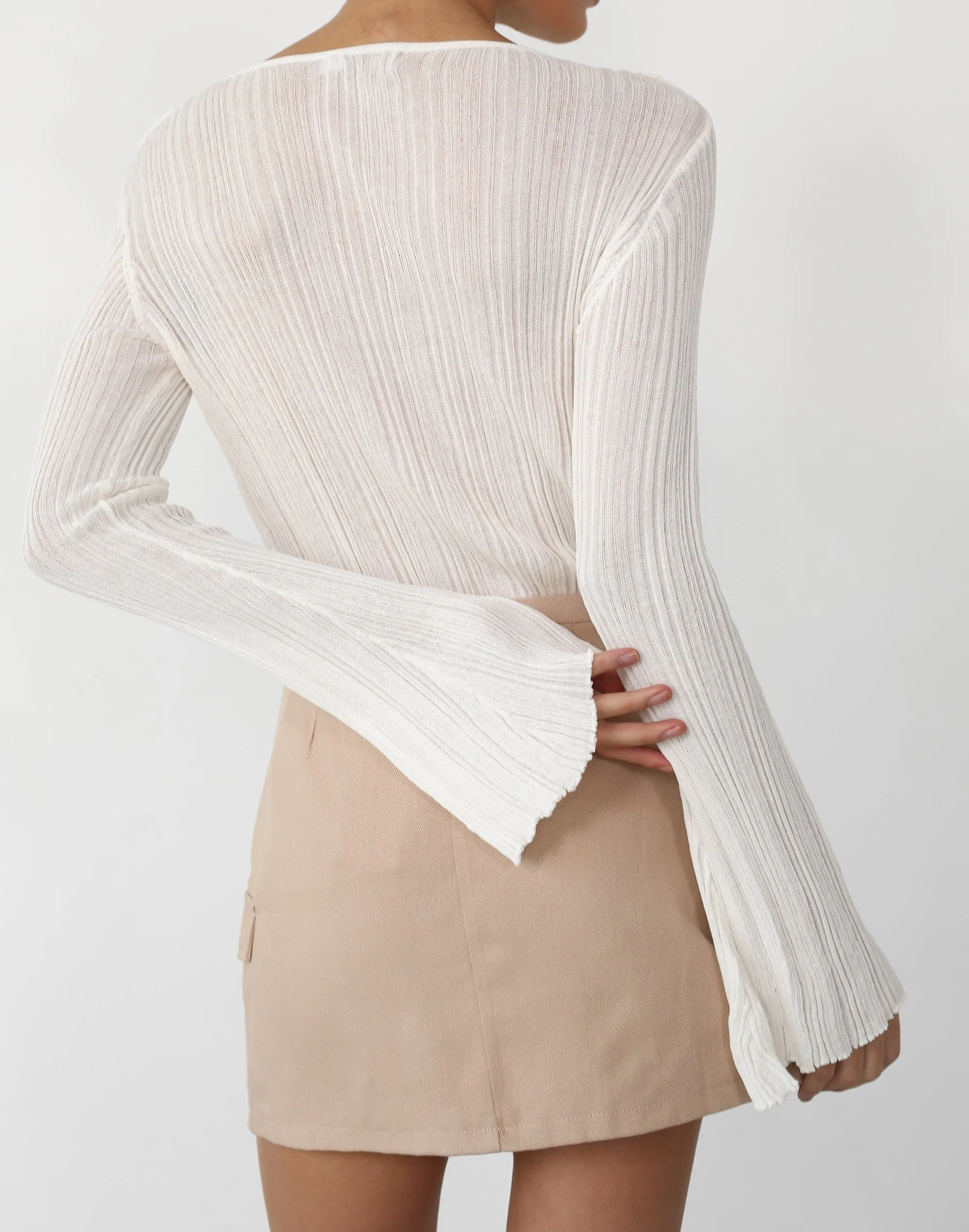 Corinna Long Sleeve Top (White)