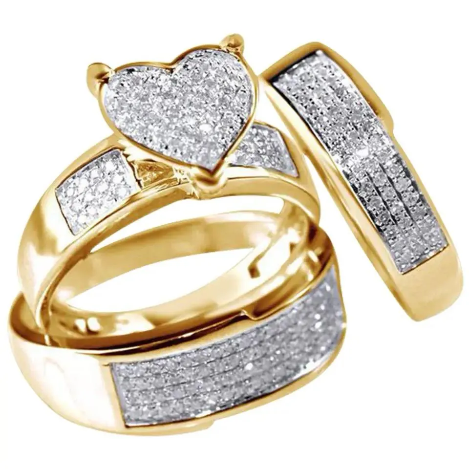 Couple Rings For Women & Men Engagement Gold-color -X240842