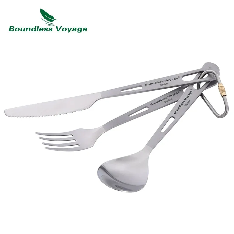 Couverts de camping en titane d'excellente qualité Boundless Voyage - Titanium cut'ery Set