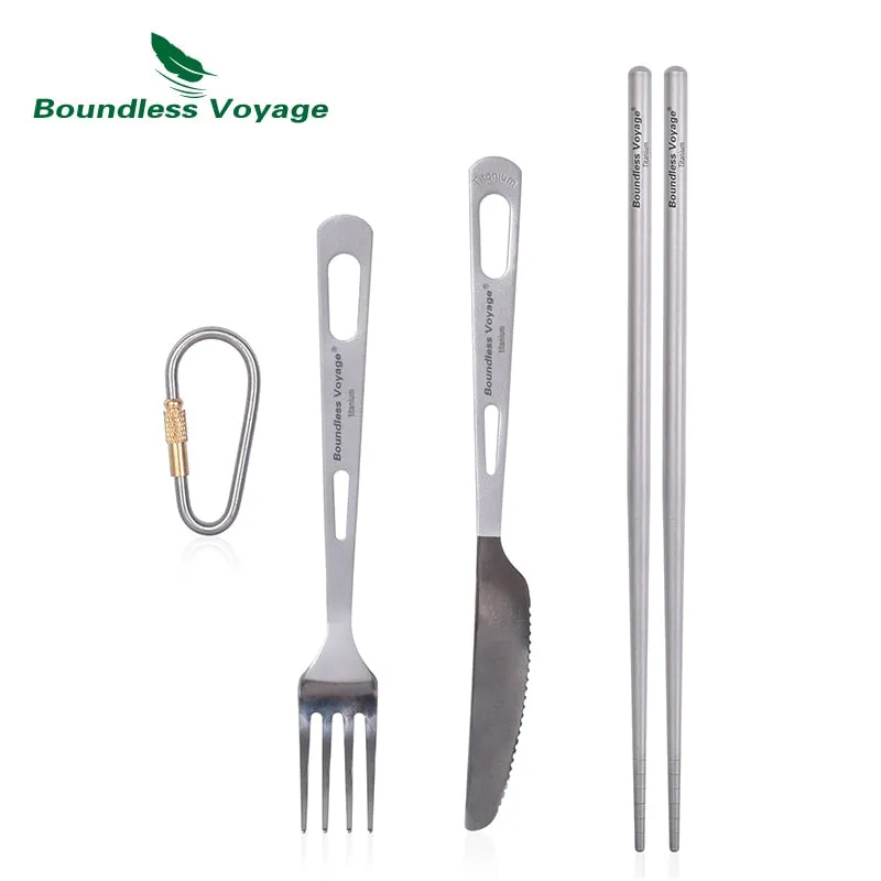 Couverts de camping en titane d'excellente qualité Boundless Voyage - Titanium cut'ery Set