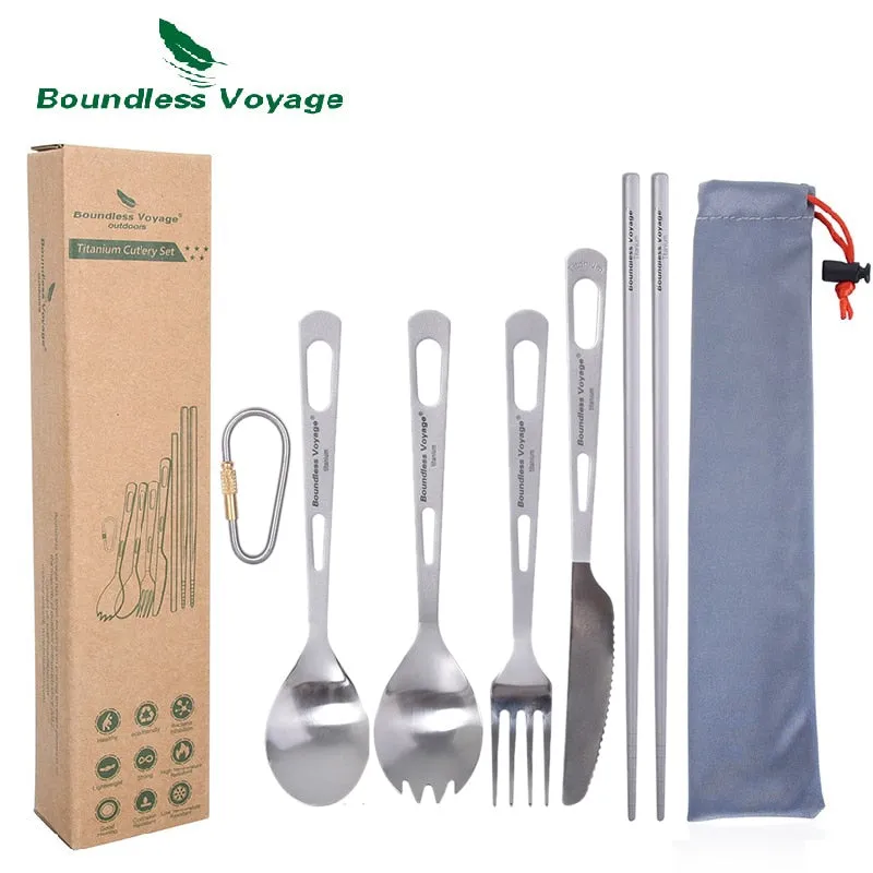 Couverts de camping en titane d'excellente qualité Boundless Voyage - Titanium cut'ery Set