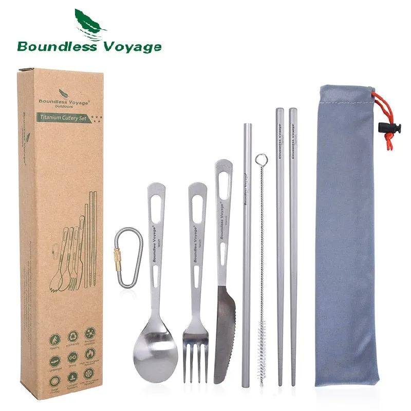 Couverts de camping en titane d'excellente qualité Boundless Voyage - Titanium cut'ery Set