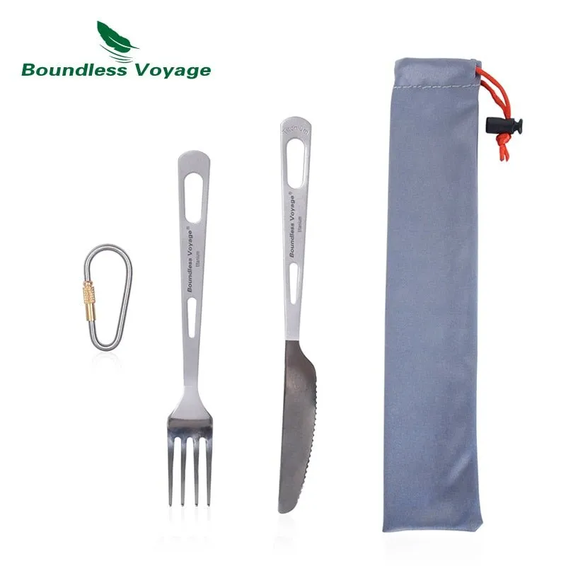 Couverts de camping en titane d'excellente qualité Boundless Voyage - Titanium cut'ery Set