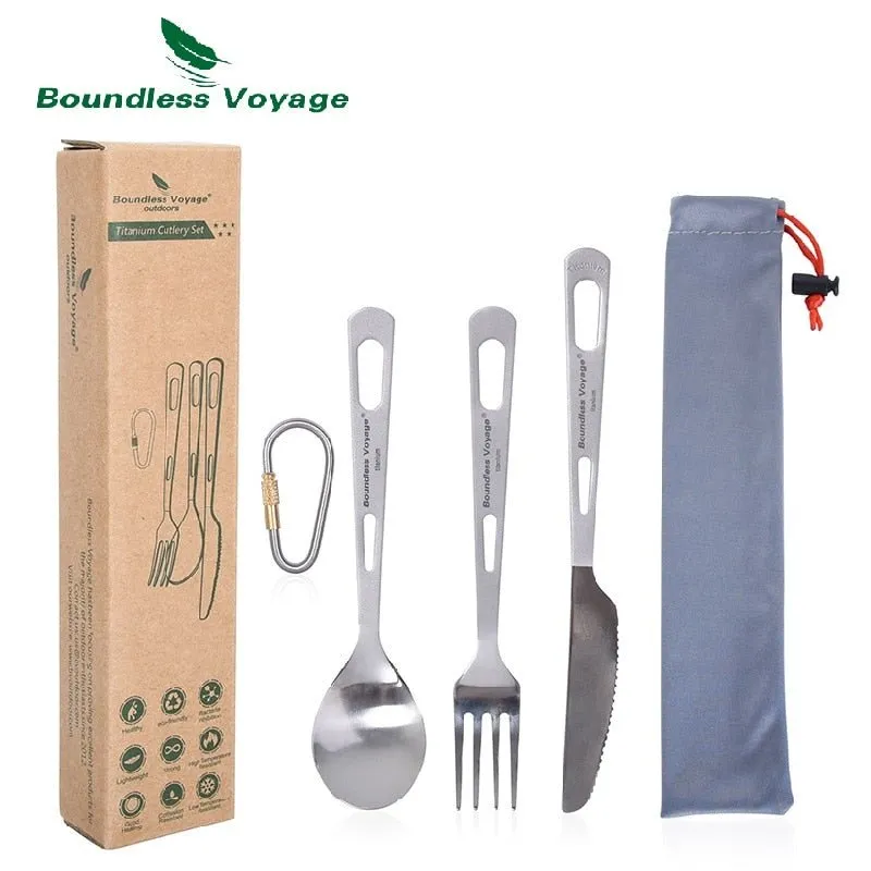 Couverts de camping en titane d'excellente qualité Boundless Voyage - Titanium cut'ery Set