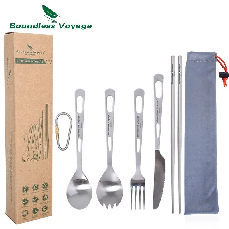 Couverts de camping en titane d'excellente qualité Boundless Voyage - Titanium cut'ery Set