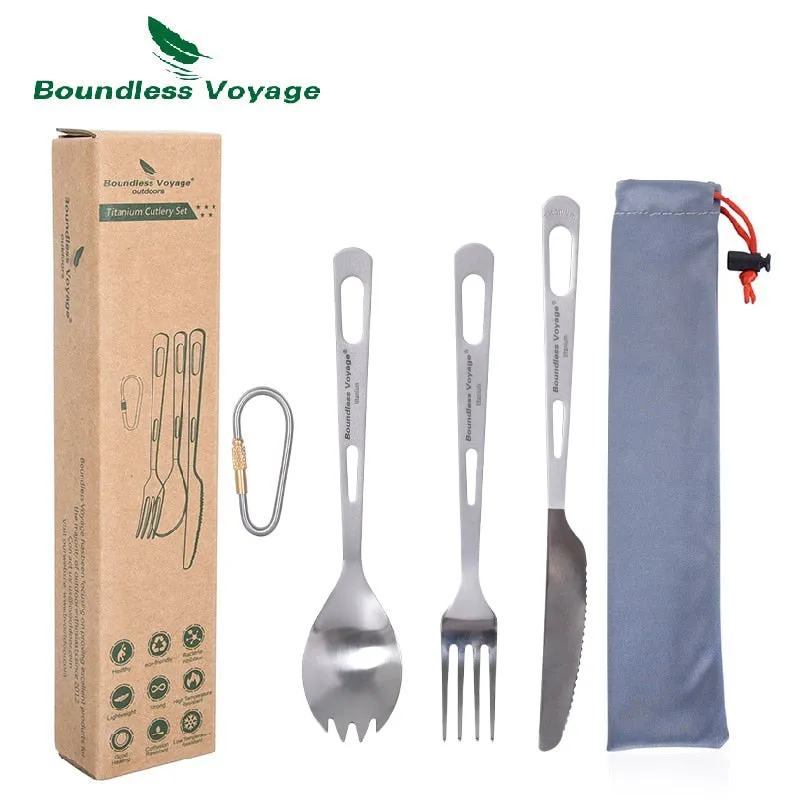 Couverts de camping en titane d'excellente qualité Boundless Voyage - Titanium cut'ery Set