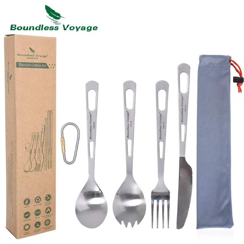 Couverts de camping en titane d'excellente qualité Boundless Voyage - Titanium cut'ery Set