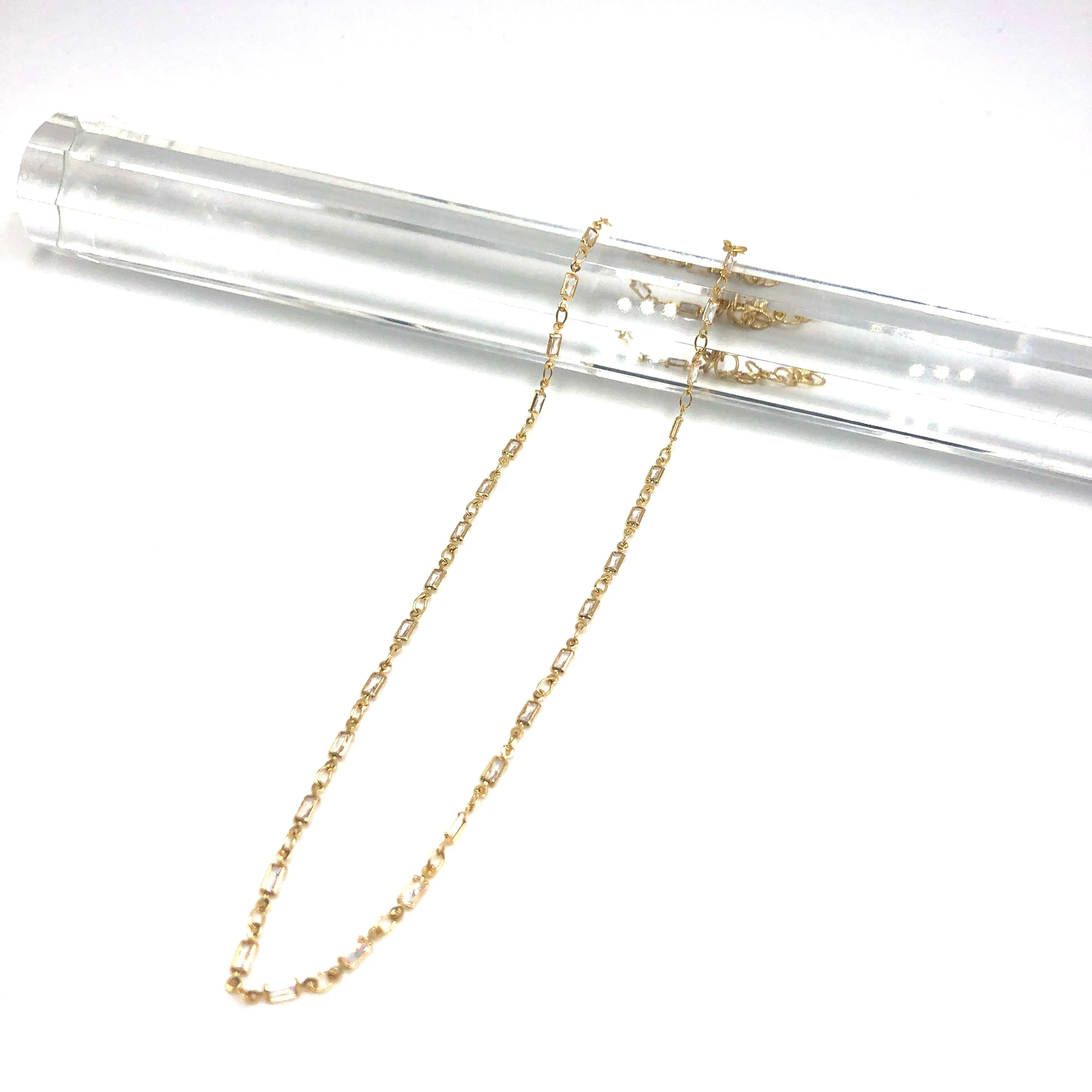 Crystal Baguette Channel Necklace - 2 lengths