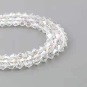 Crystal Glass Beads, Austrian Crystal, Faceted, Bicone, Clear, AB, 8mm