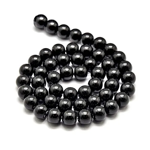 Crystal Glass Beads, Austrian Crystal, Opaque, Round, Black, 6mm