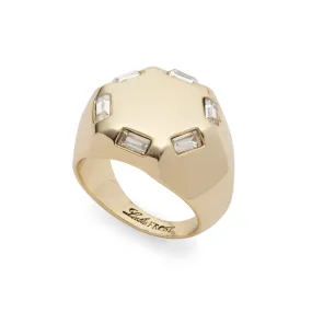 Crystal Hexagon Signet Ring