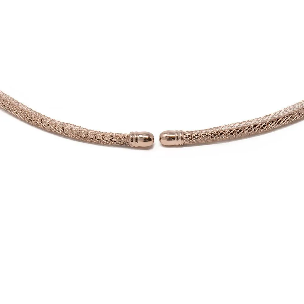 Crystal Mesh Station Choker Rose Gold Tone