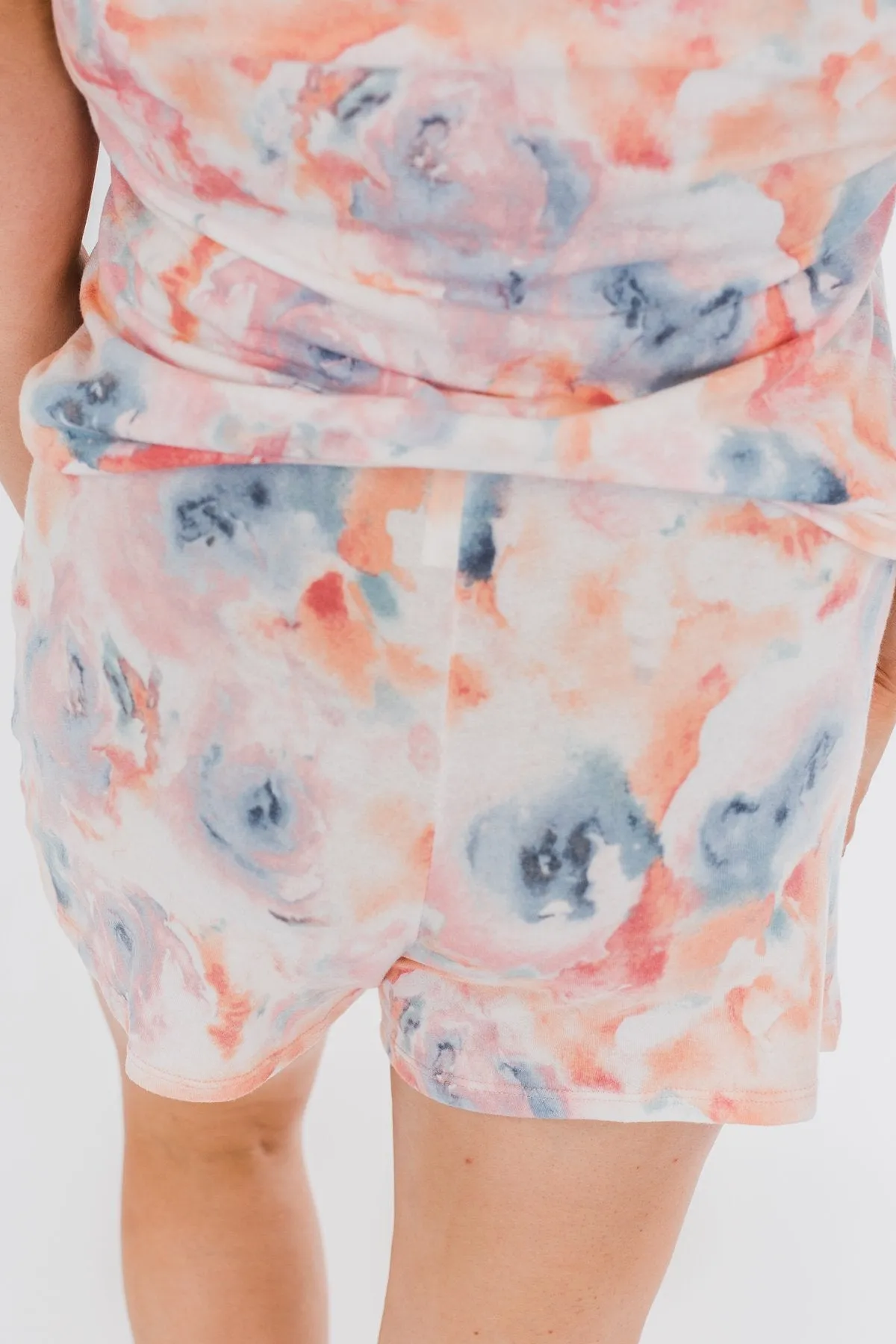 Cuddle Up Close Floral Watercolor Lounge Shorts- Pink, Peach, Blue