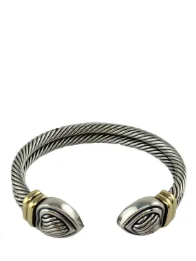 David Yurman Sterling Silver Double Cable Heart Cuff Bracelet with Gold Accents