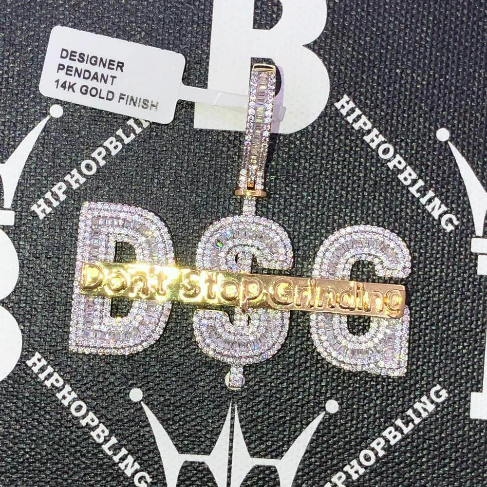 Dont Stop Grinding CZ Hip Hop Bling Bling Pendant