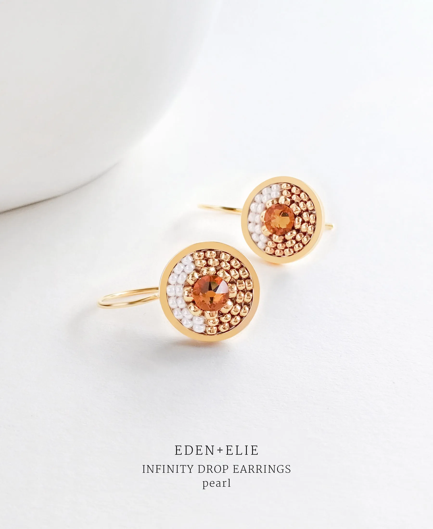 EDEN + ELIE Infinity drop earrings - pearl