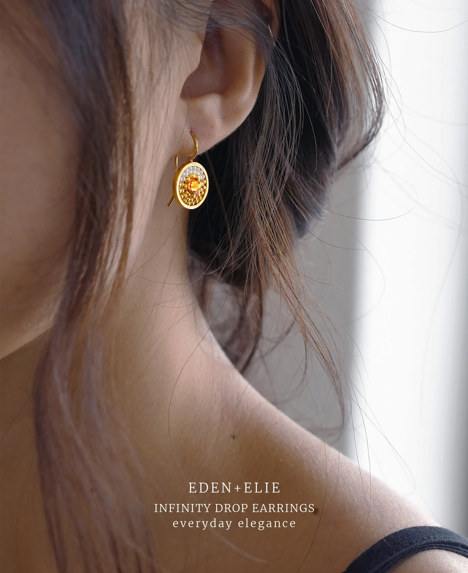 EDEN + ELIE Infinity drop earrings - pearl