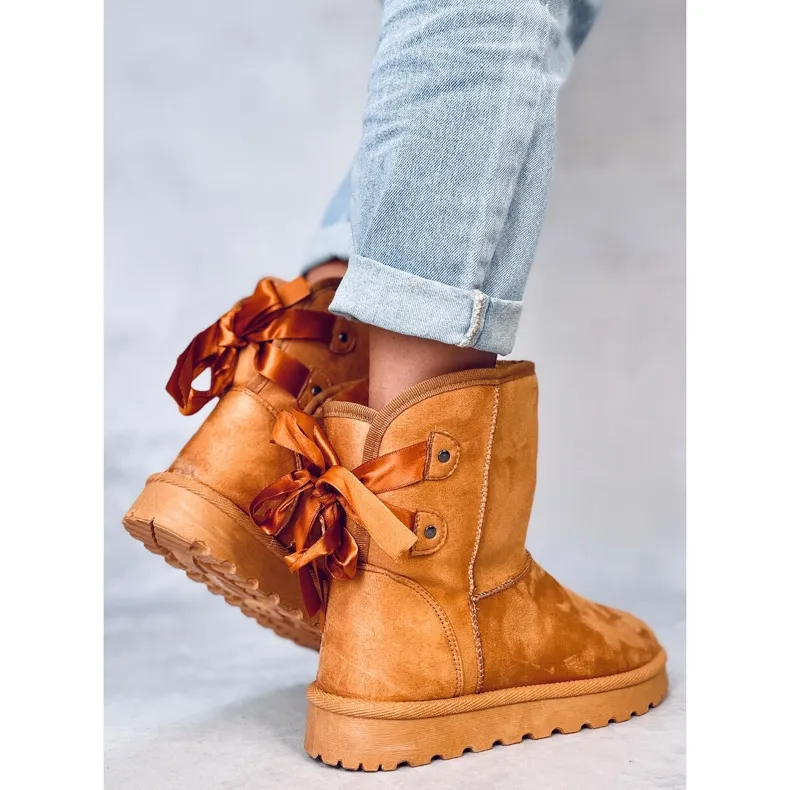 Emusy snow boots with Stella Camel bows brown