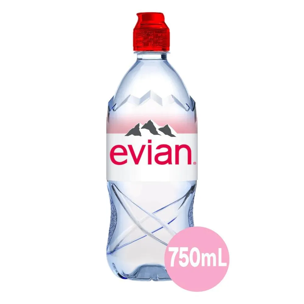 Evian Natural Mineral Water 750ml Bottles Box 12 Bulk