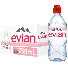 Evian Natural Mineral Water 750ml Bottles Box 12 Bulk