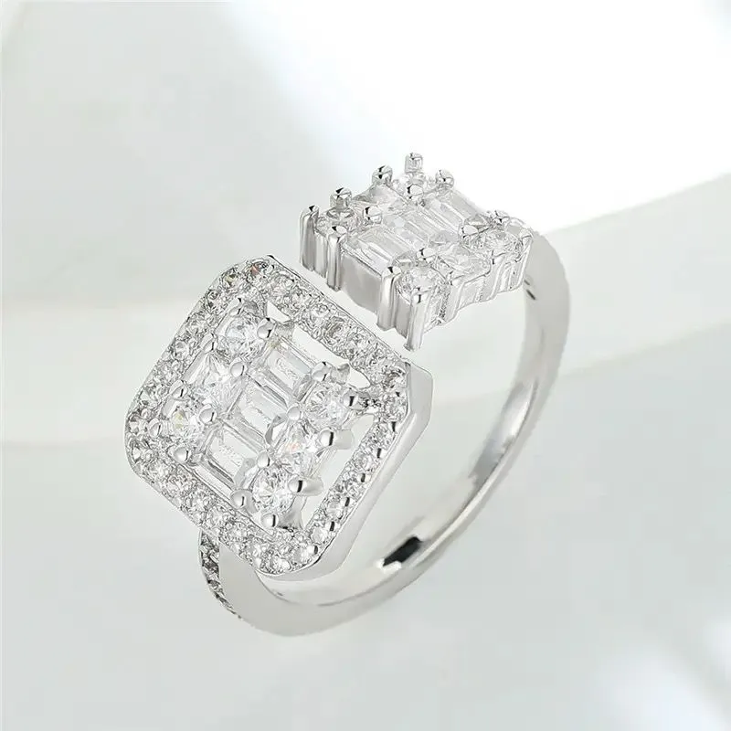 Female Small Square Adjustable Ring Classic Silver S4639721