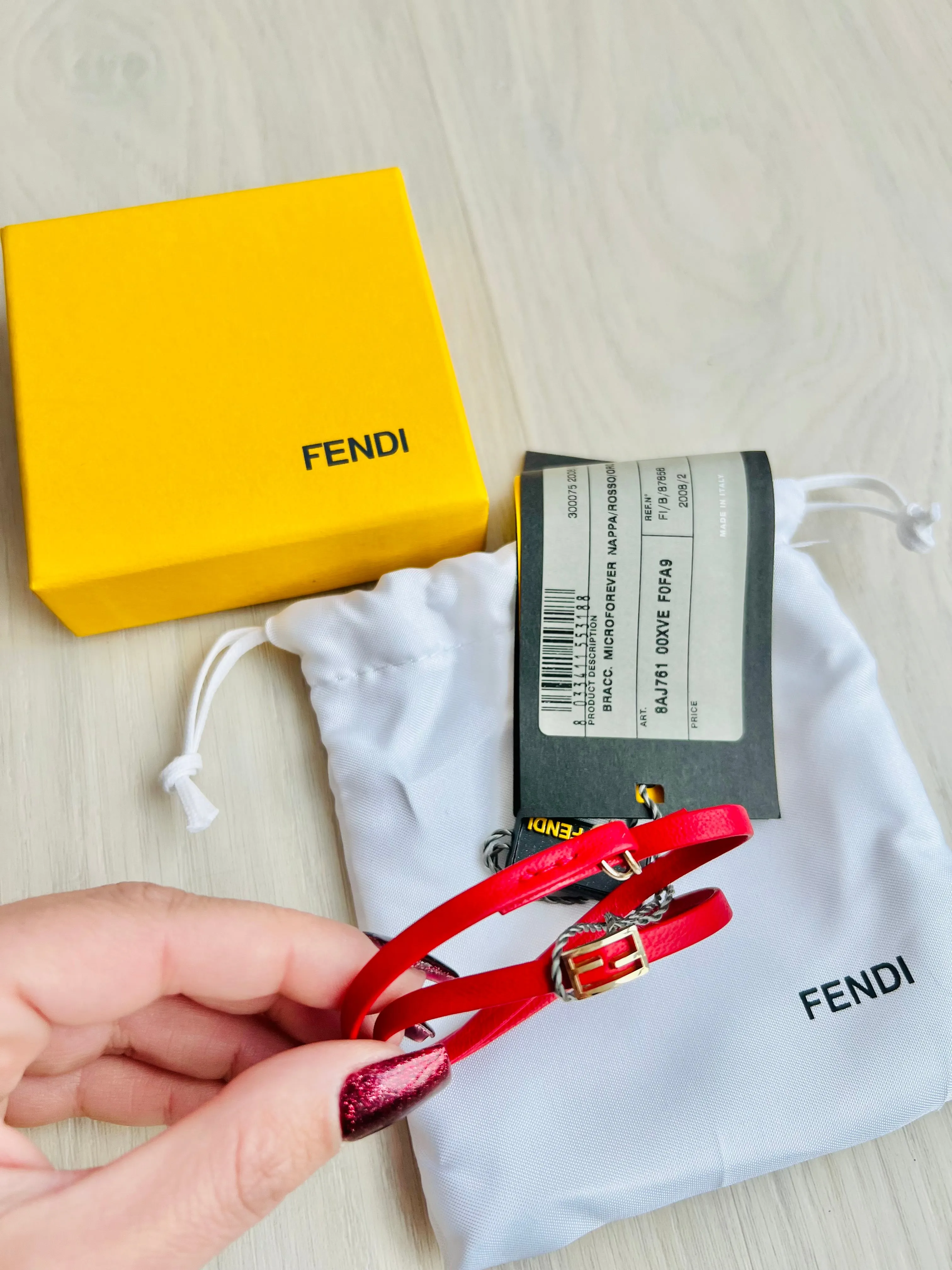 Fendi Microforever Napa Rosso Oro Chiara Bracelet