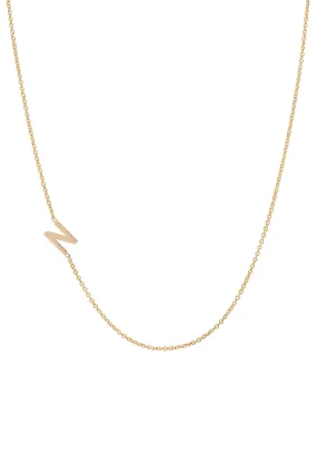 Fine Asymmetrical Initial Necklace - 14K Yellow