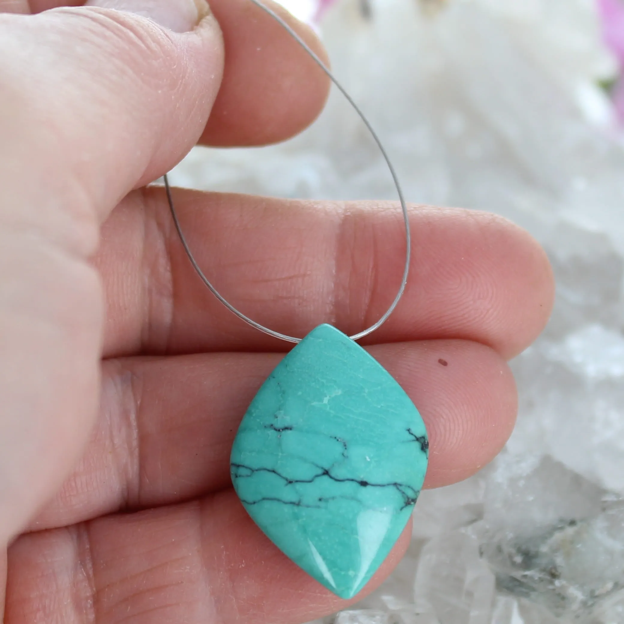 Gem HUBEI TURQUOISE Kite Shaped Pendant Component