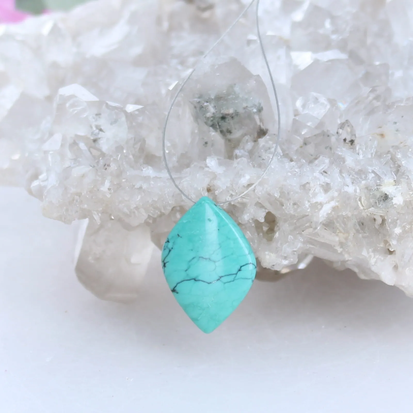 Gem HUBEI TURQUOISE Kite Shaped Pendant Component