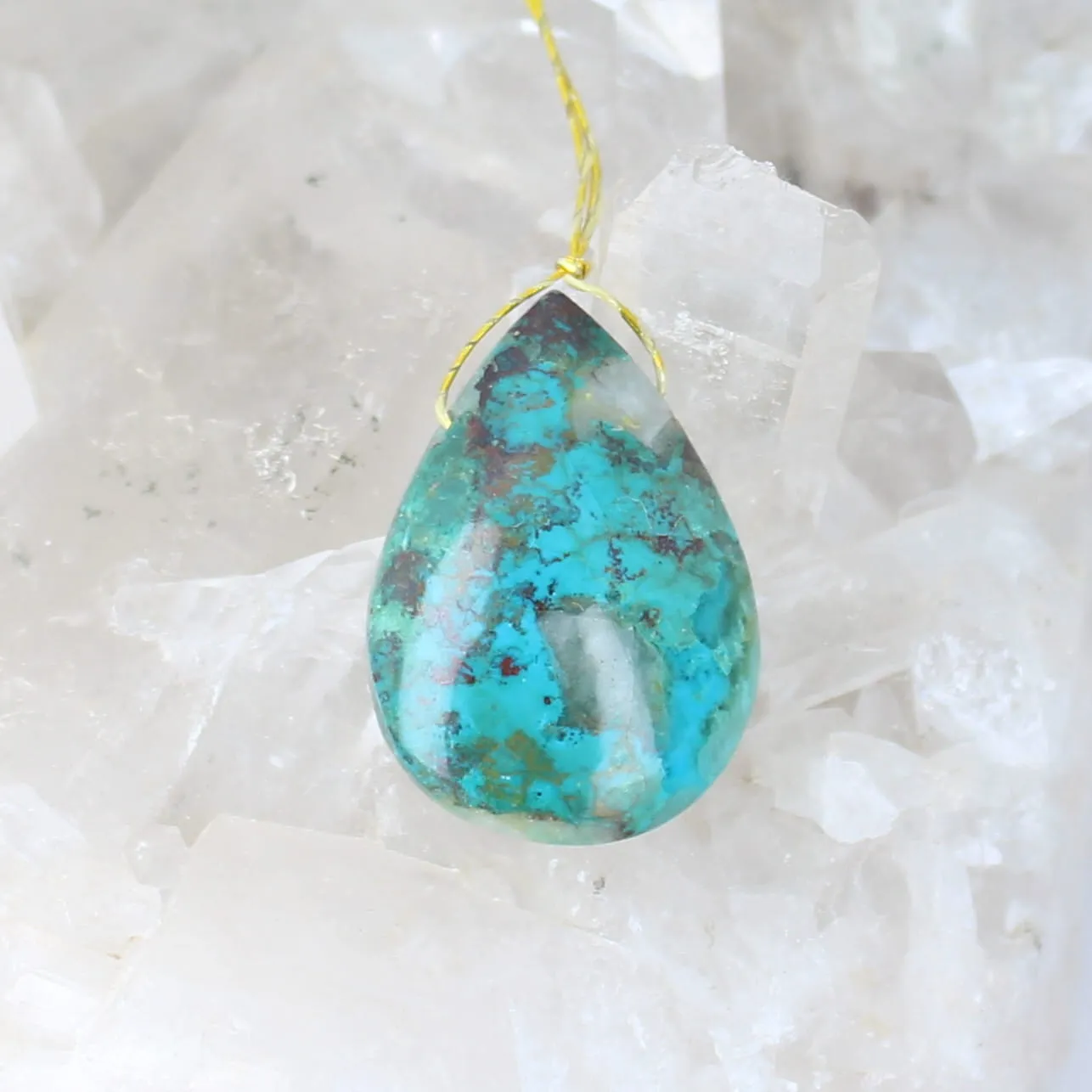 Gem Silica Chrysocolla Pendant Component 24x17mm Teardrop