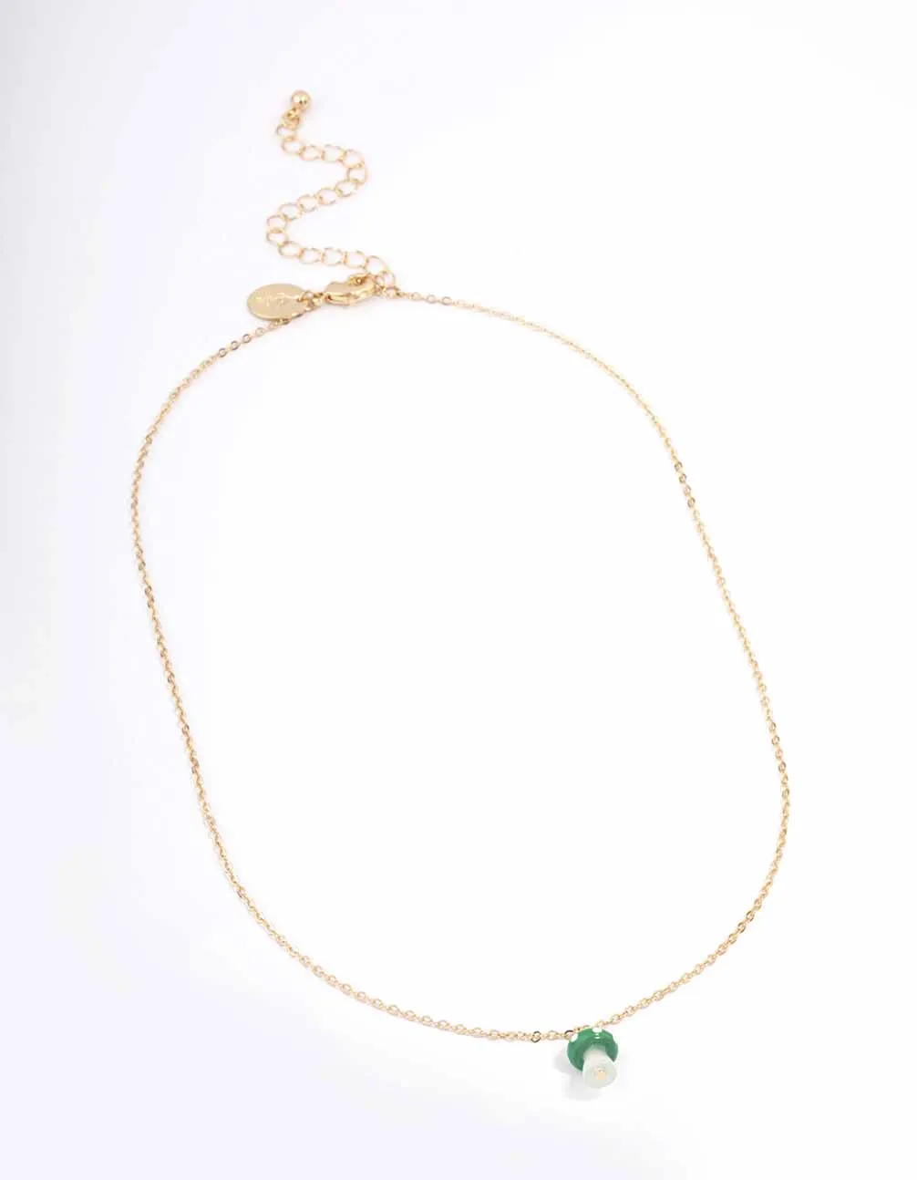 Gold & Green Mushroom Pendant Necklace