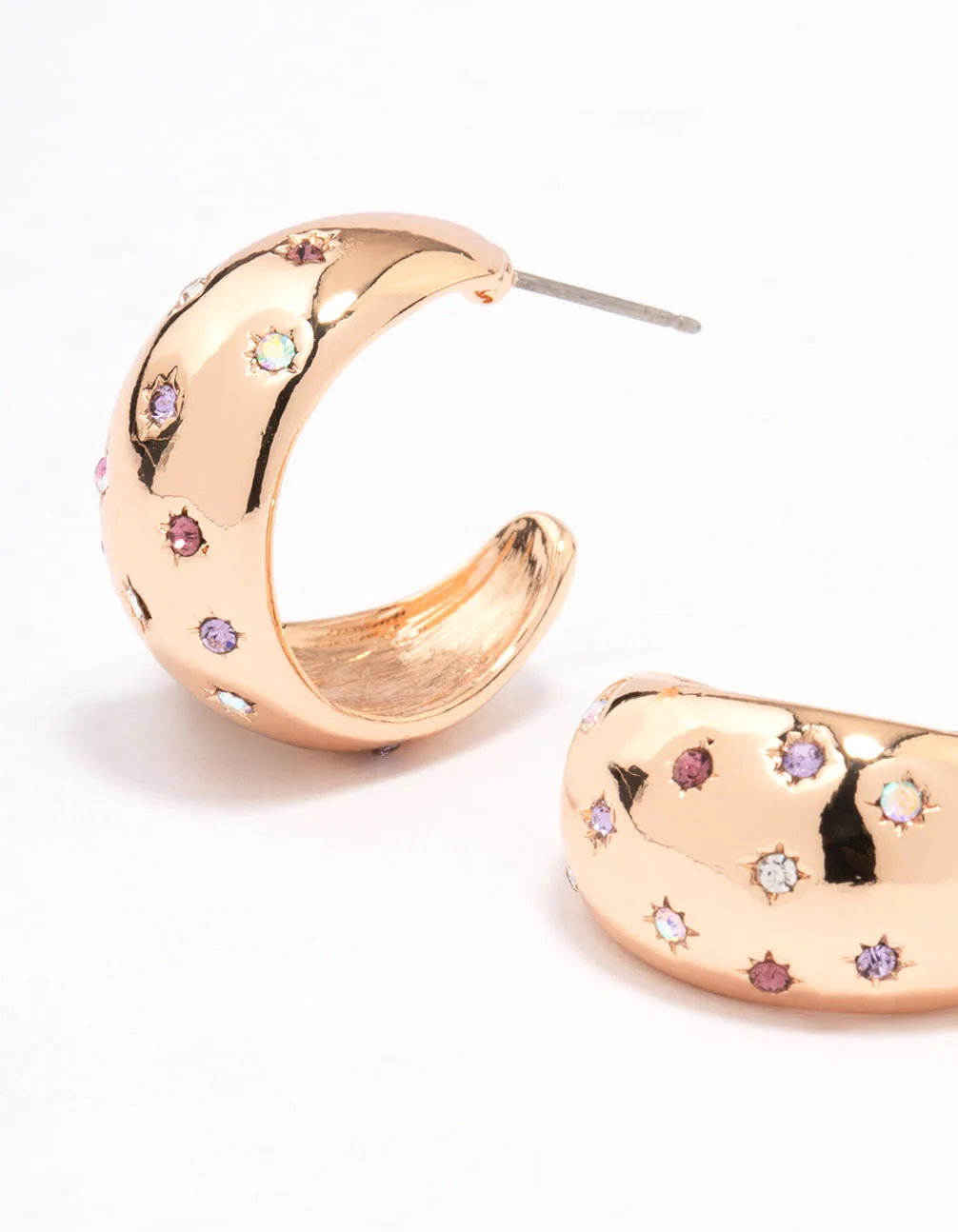 Gold Celestial Star Chunky Hoop Earrings