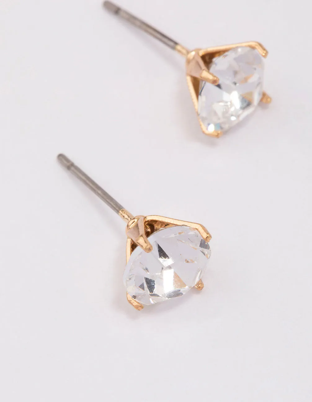 Gold Crystal Stud Earrings 7mm