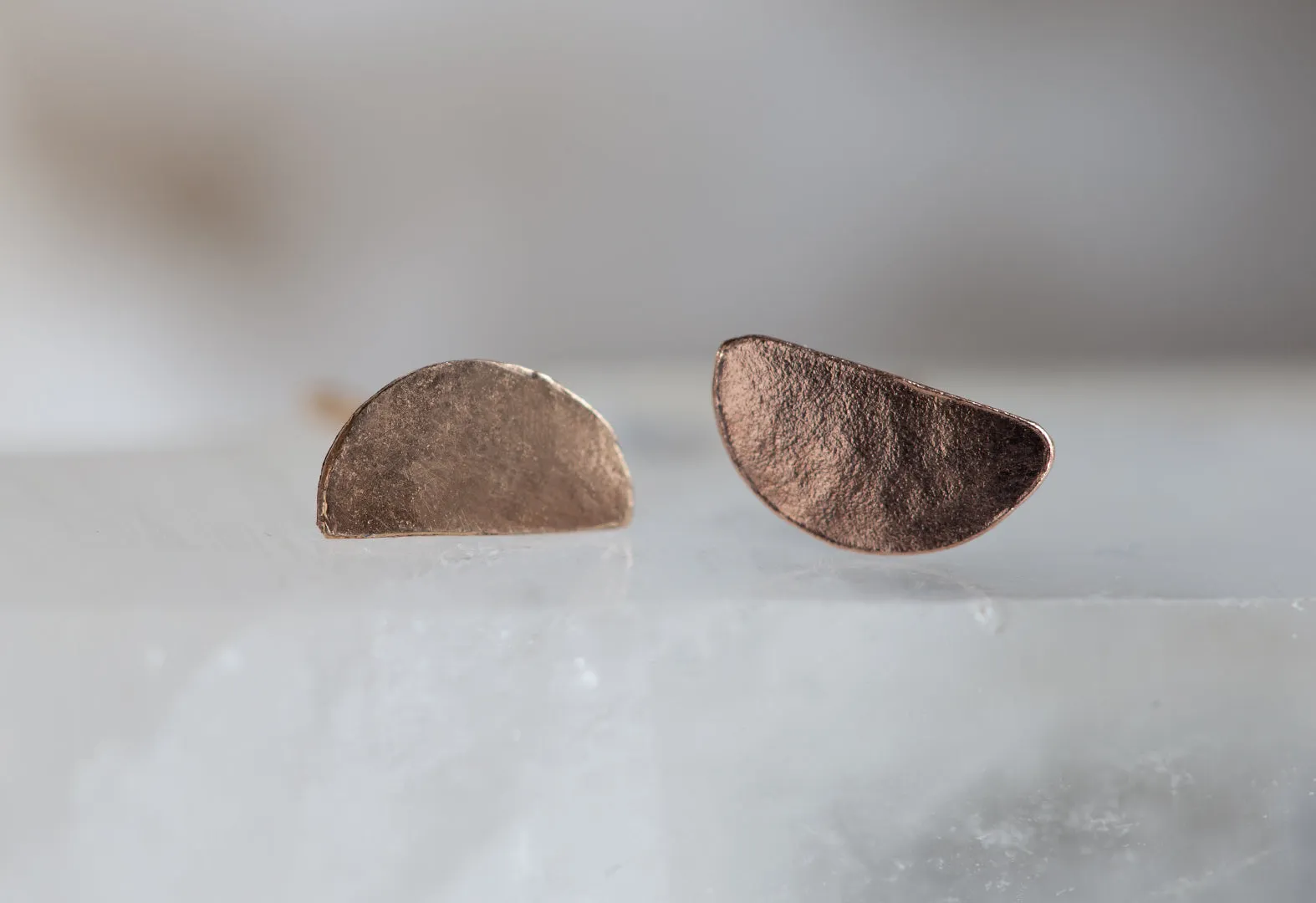 Gold Half Moon Stud Earrings