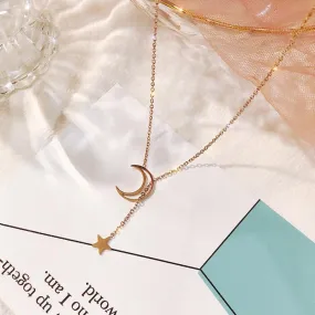 Gold Moon & Star Necklace