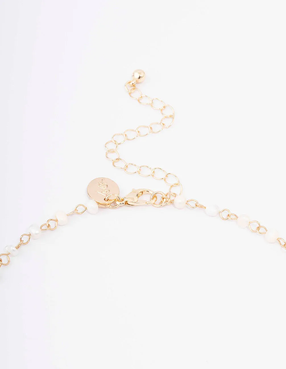 Gold Plated Large Pearl Y-Shaped Pendant Necklace