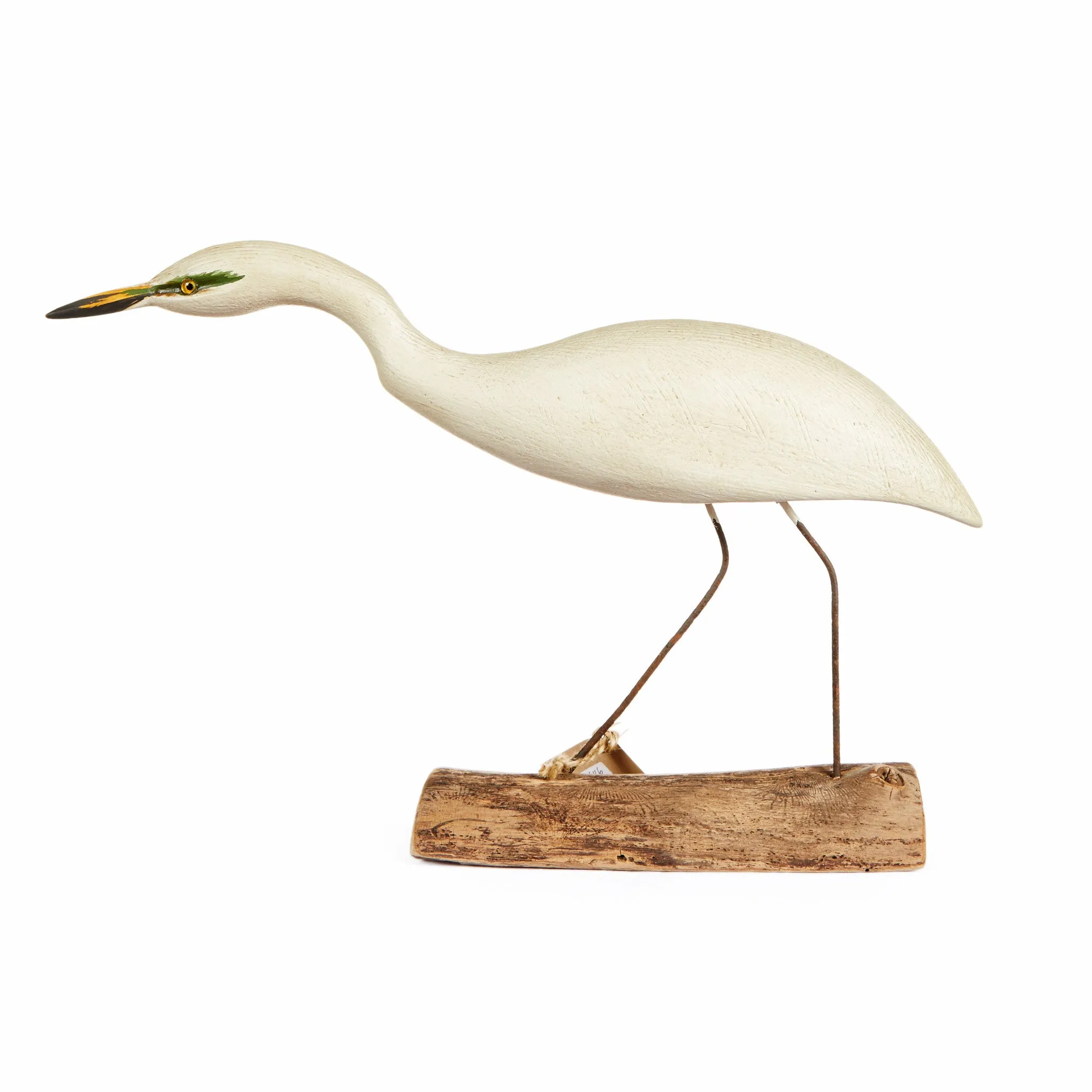 Hand Carved Feeding Egret