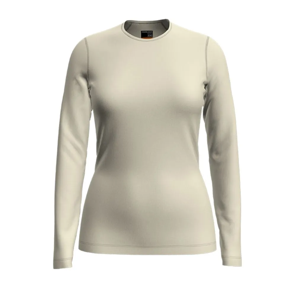 icebreaker Merino Base Layer Women's 200 Oasis Long Sleeve Crewe - Electron Pink Flux Green Undyed