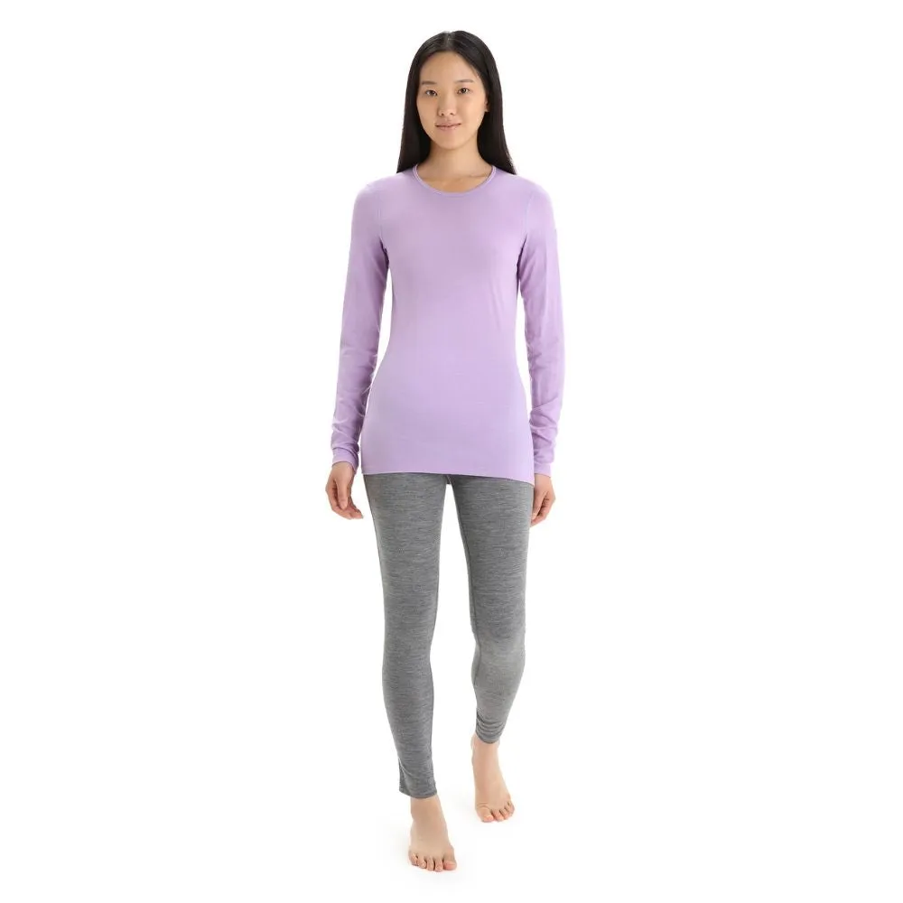 icebreaker Merino Base Layer Women's 200 Oasis Long Sleeve Crewe - Electron Pink Flux Green Undyed