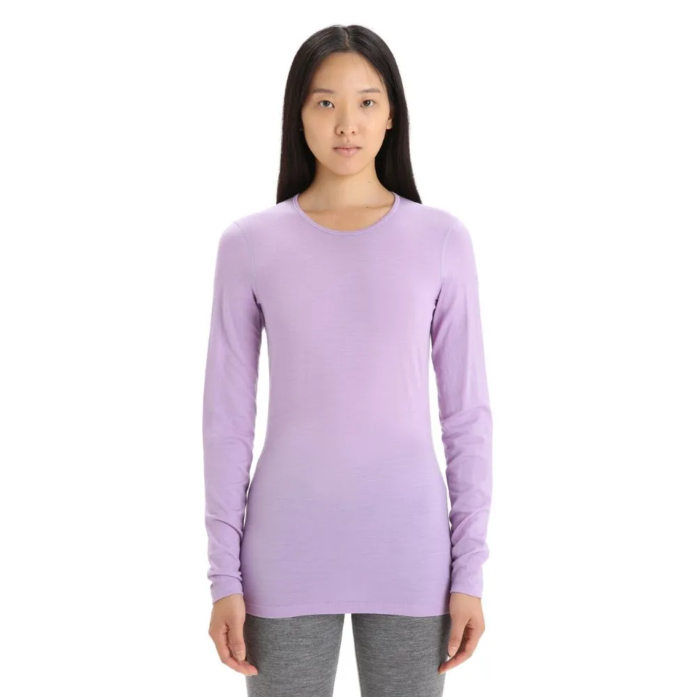 icebreaker Merino Base Layer Women's 200 Oasis Long Sleeve Crewe - Electron Pink Flux Green Undyed