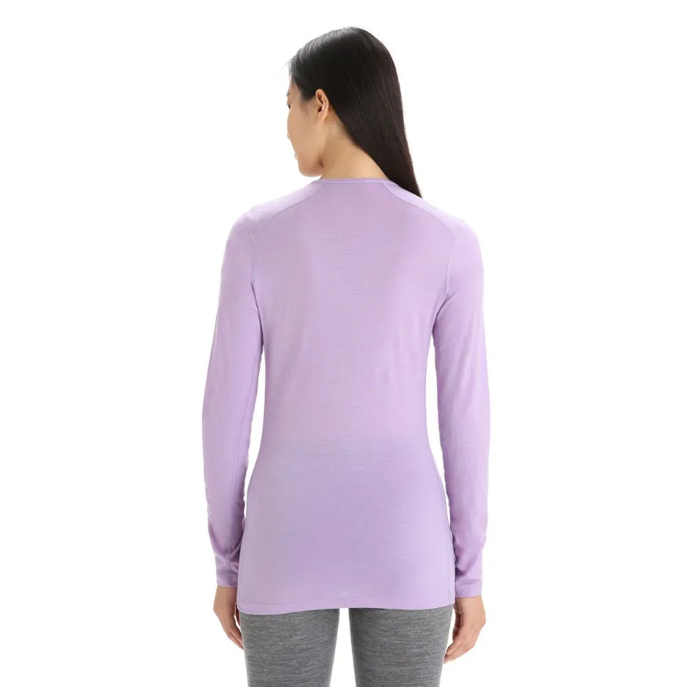 icebreaker Merino Base Layer Women's 200 Oasis Long Sleeve Crewe - Electron Pink Flux Green Undyed