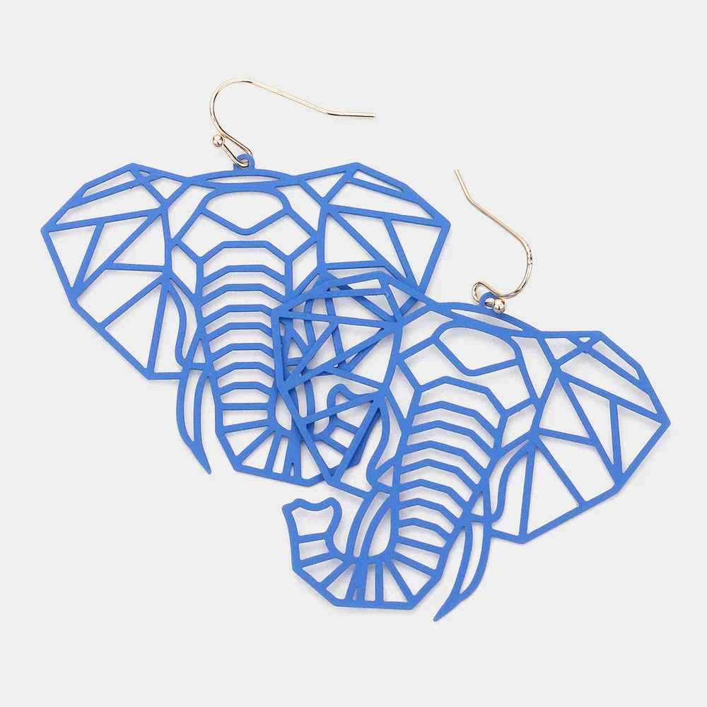 iLLASPARKZ Cut Out Brass Meta Elephant Dangle Earrings