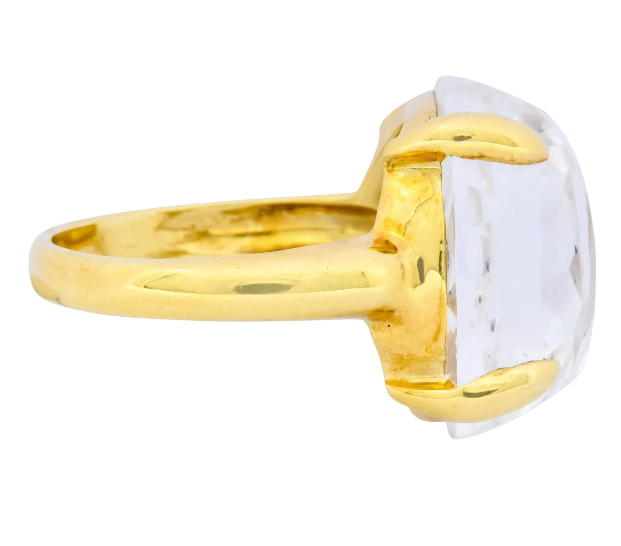 Ippolita Faceted Rock Crystal 18 Karat Gold Cocktail Ring