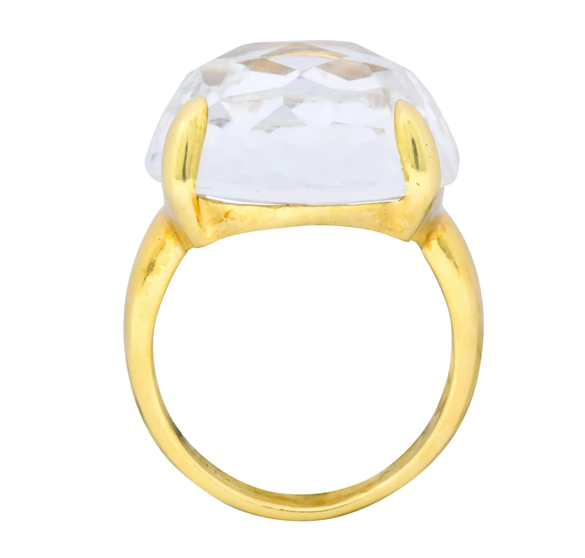 Ippolita Faceted Rock Crystal 18 Karat Gold Cocktail Ring